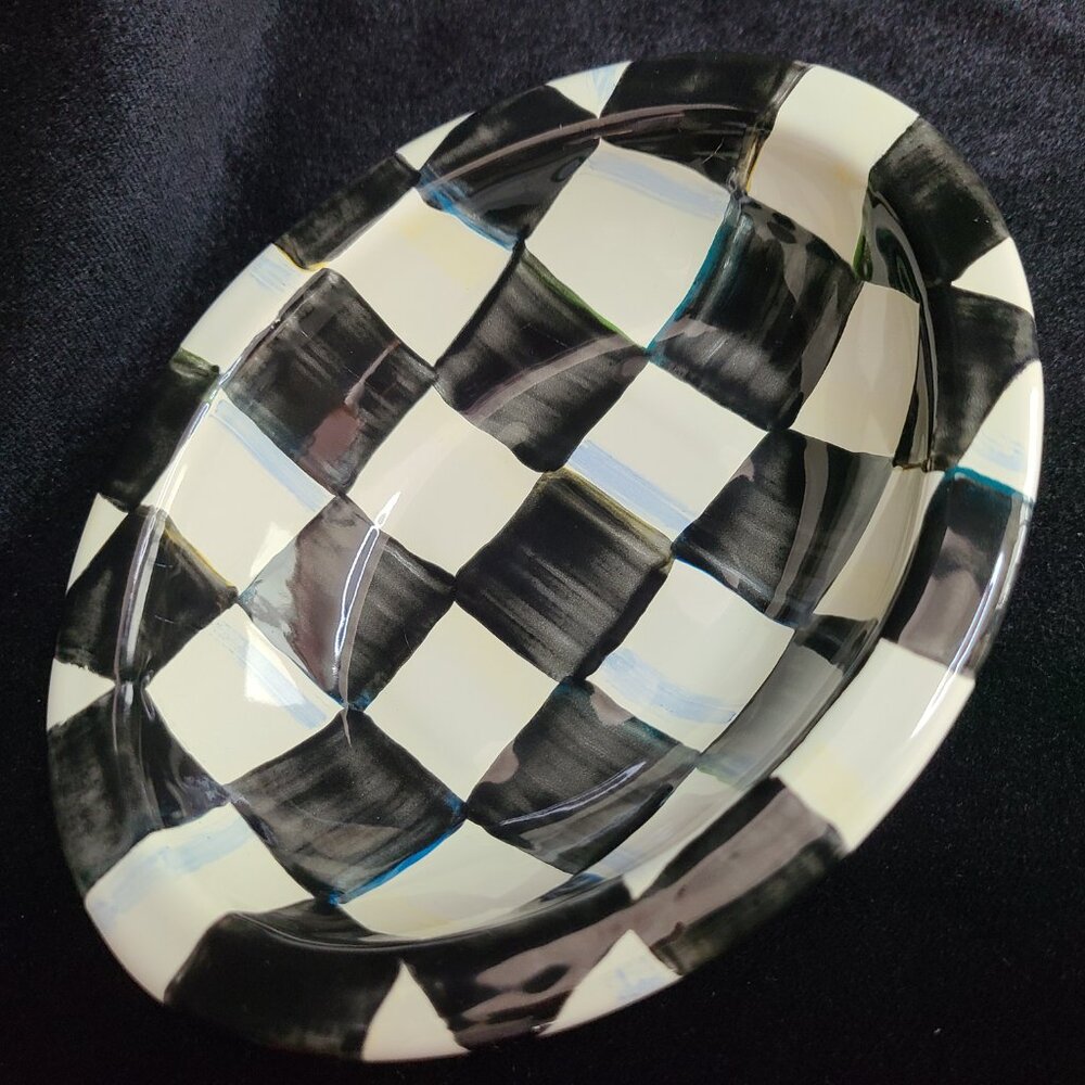 MacKenzie‑Childs Courtly Check Soap Dish – Enamel Bath Decor - NEW - Picture 3 of 12